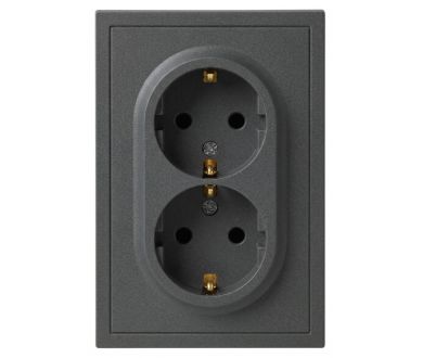 Розетка Эра Galaxy 15-2104-06 с заземлением двойная 2X2P+E Schuko 16А-250В IP20 графит Б0070687