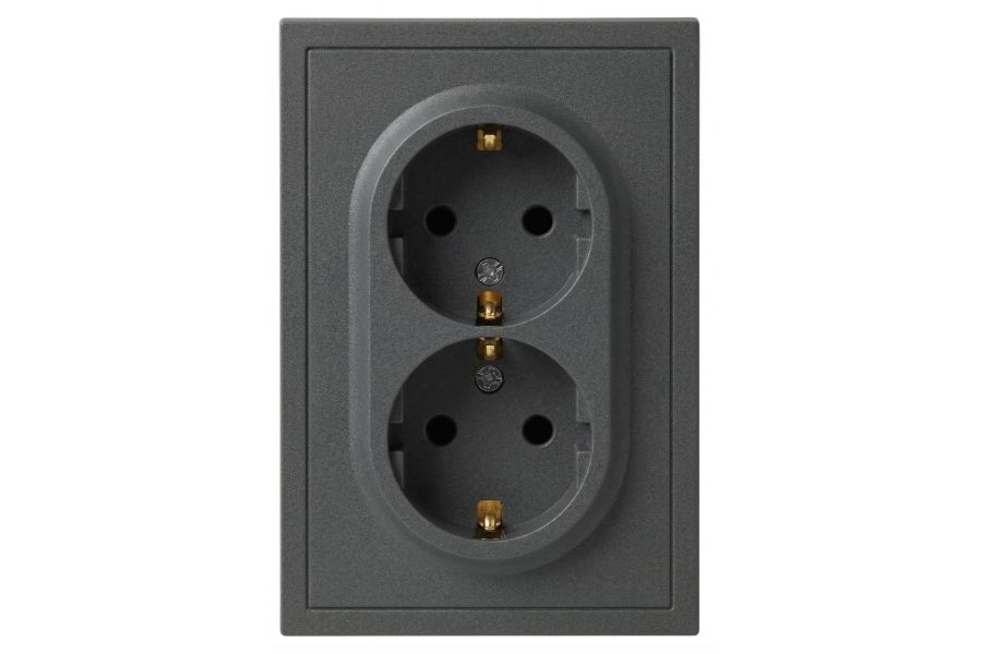 Розетка Эра Galaxy 15-2104-06 с заземлением двойная 2X2P+E Schuko 16А-250В IP20 графит Б0070687