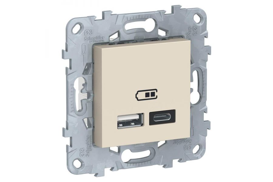 Розетка компьютерная USBx2 Schneider Electric Unica New тип А+С NU501844