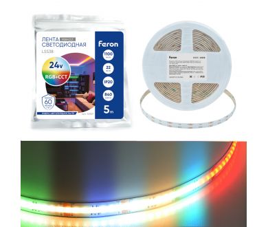 Купить Лента светодиодная 24V Feron LS538, 840*COB, 22W/m, IP20, RGB+2300К+6500K 53337 Лента светодиодная 24V Feron LS538, 840*COB, 22W/m, IP20, RGB+2300К+6500K 53337