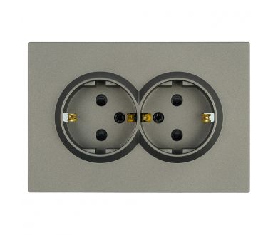 Купить Розетка 2-местная с защитной шторкой Stekker Эмили с/з 250В 16А RST16-5114-09 антрацит soft touch 49934 Розетка 2-местная с защитной шторкой Stekker Эмили с/з 250В 16А RST16-5114-09 антрацит soft touch 49934