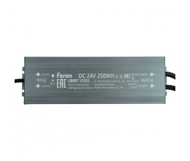 Купить Трансформатор электронный для светодиодной ленты Feron LB007 250W 24V IP67 (драйвер) 53083 Трансформатор электронный для светодиодной ленты Feron LB007 250W 24V IP67 (драйвер) 53083