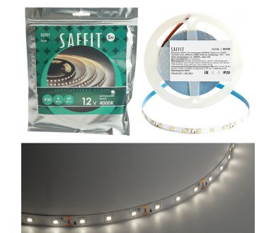 Купить Светодиодная лента Saffit SST01 12В 6Вт/м 4000К 5м IP20 55238 Светодиодная лента Saffit SST01 12В 6Вт/м 4000К 5м IP20 55238