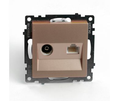 Купить Розетка телевизионная 1-местная Stekker GLS00-7106-02 Катрин 49184 Розетка телевизионная 1-местная Stekker GLS00-7106-02 Катрин 49184