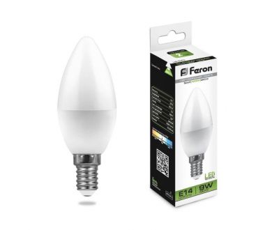 Купить Лампа светодиодная Feron E14 9W 4000K Свеча Матовая LB-570 25799 Лампа светодиодная Feron E14 9W 4000K Свеча Матовая LB-570 25799