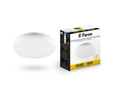 Купить Лампа светодиодная Feron GX53 9W 2700K Таблетка Матовая LB-452 25832 Лампа светодиодная Feron GX53 9W 2700K Таблетка Матовая LB-452 25832